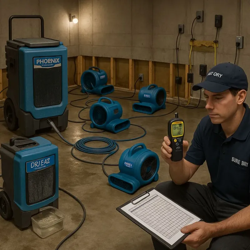 Structural Drying and Dehumidification process in Plymouth, WI